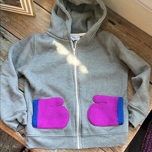 Cozy Gray Hoodie with Purple Mitten Pockets